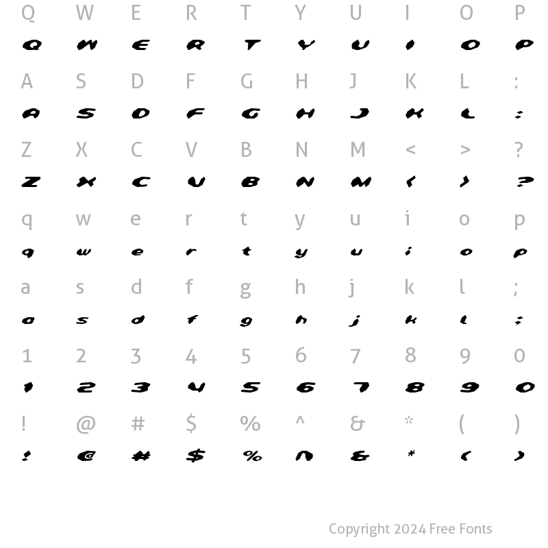 Character Map of Detonator Italic Italic