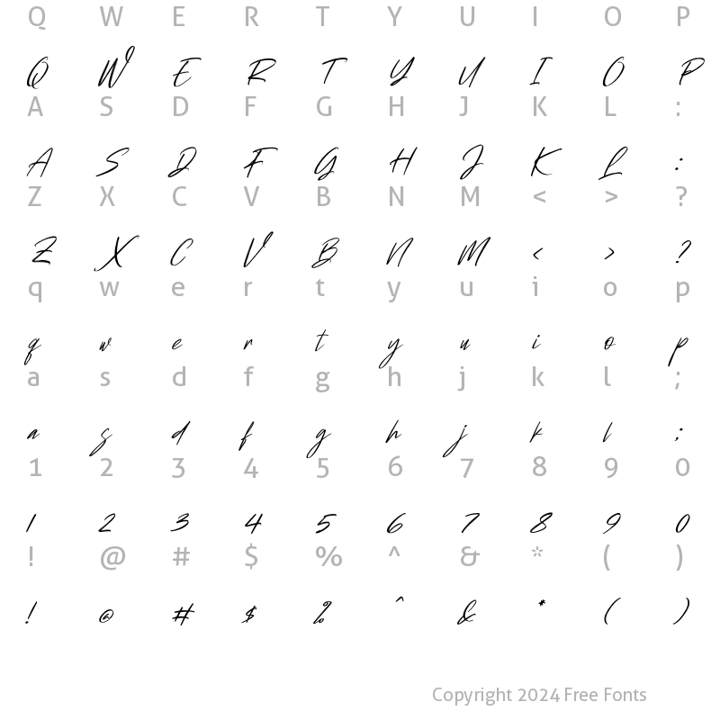 Character Map of Dettfass Trafalgar Italic