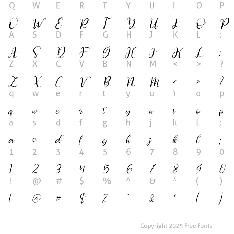 Character Map of Dettina Laura Italic