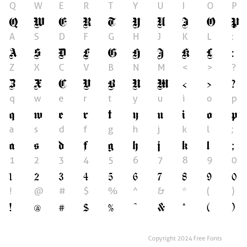 Character Map of Deutsch Gothic Regular