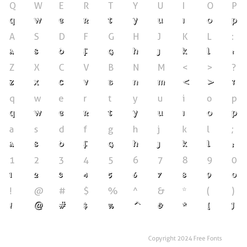 Character Map of Deutsche Uncialis Shadow Regular