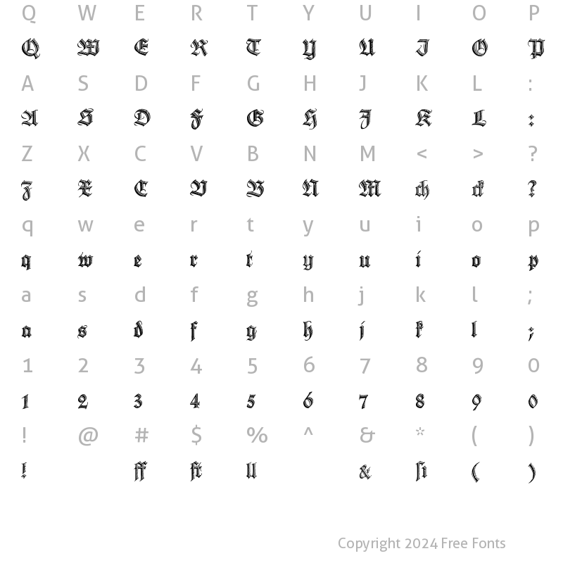 Character Map of Deutsche Zierschrift Regular