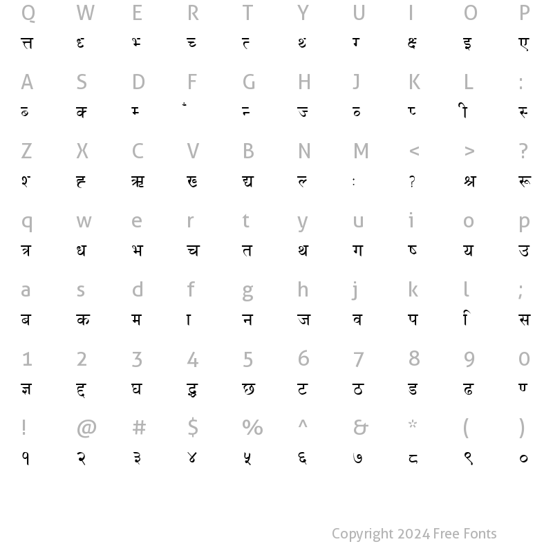 Character Map of DevanagariBold Regular