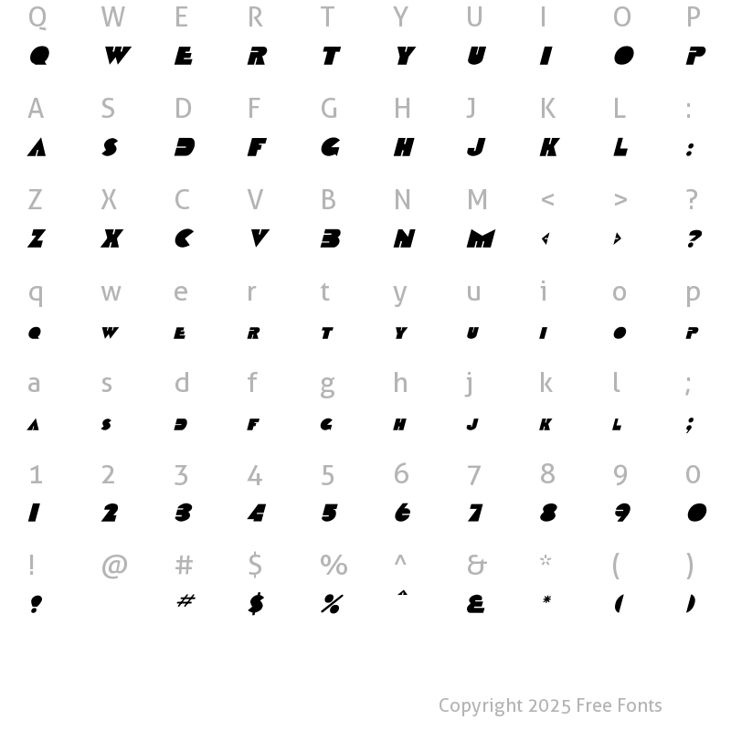 Character Map of Devendra Italic Italic