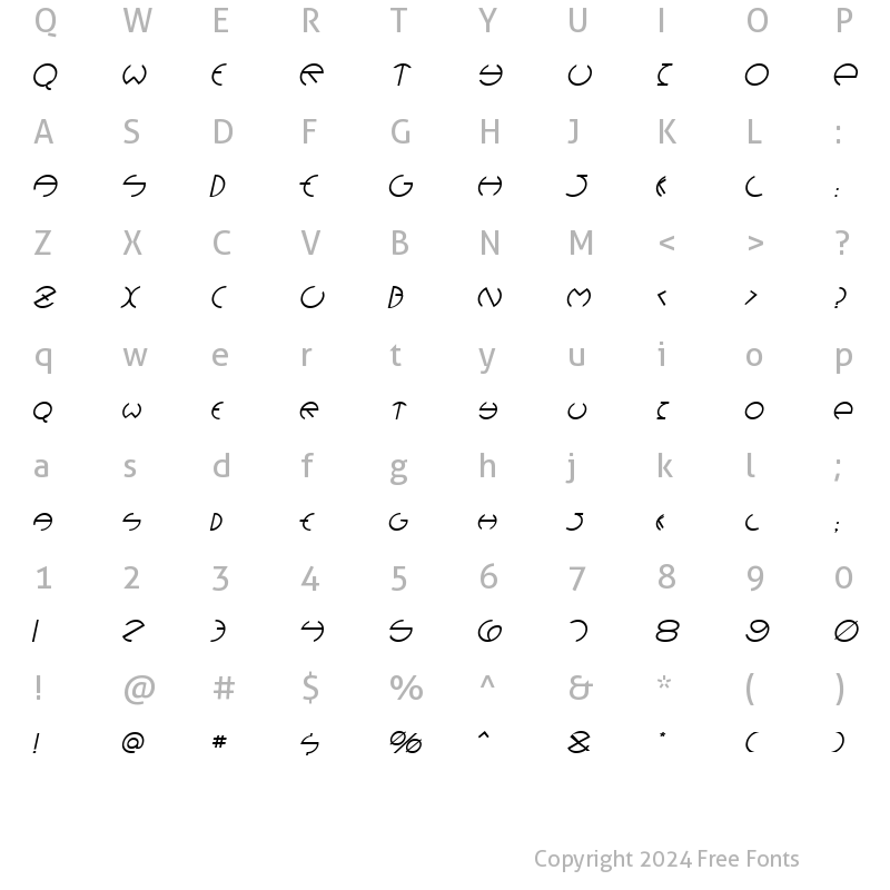 Character Map of Devil BoldItalic