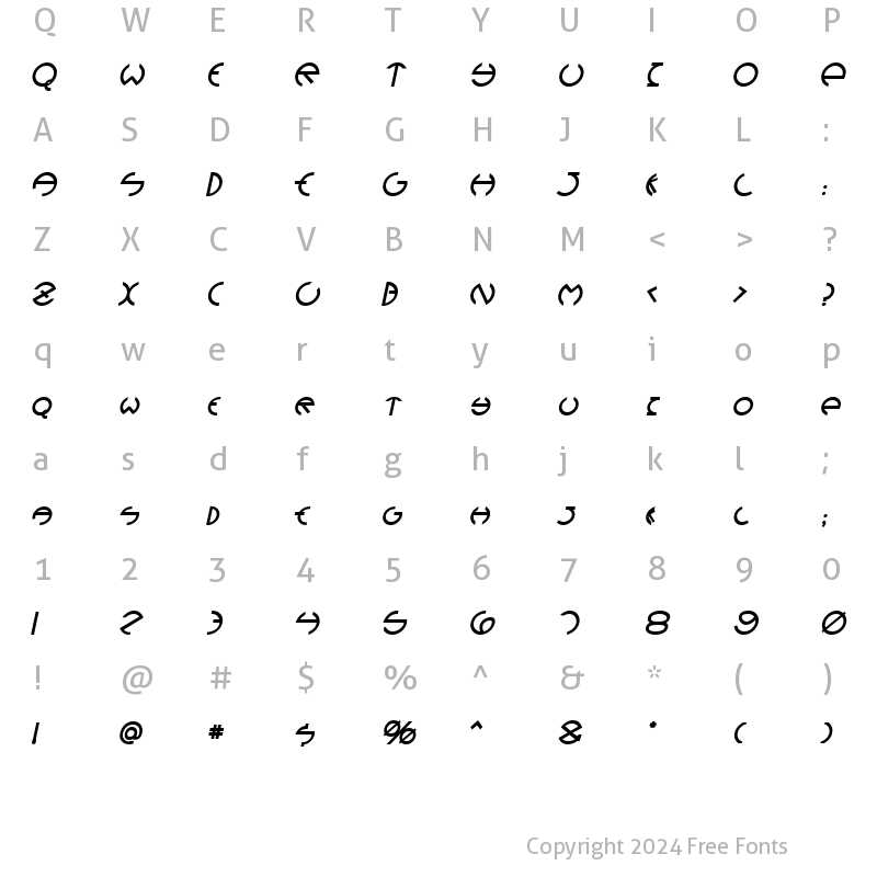 Character Map of Devil Heavy Italic