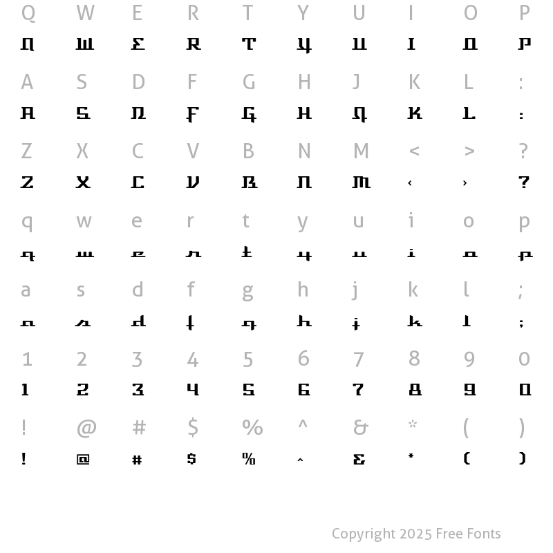 Character Map of DevilleThruster DeluxeOne Regular