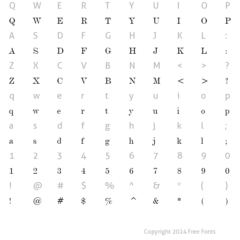 Character Map of DeVinne BT Roman