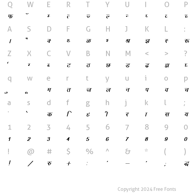 Character Map of DevLys 010 Bold Italic