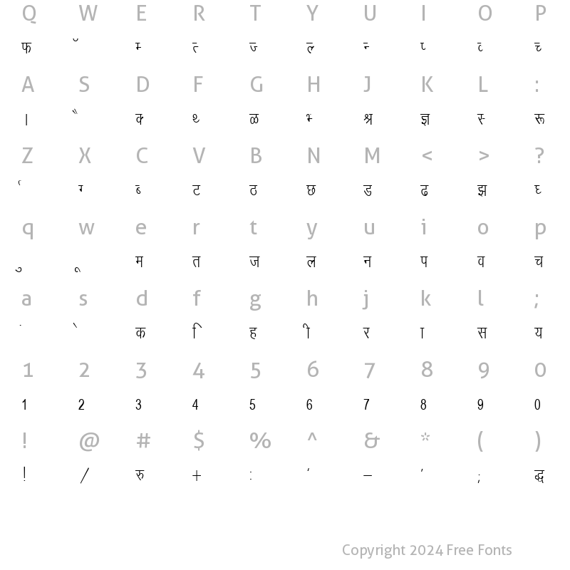 Character Map of DevLys 010 Condensed Normal