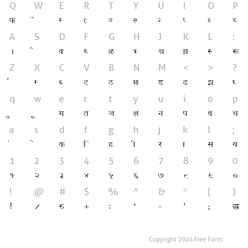 Character Map of DevLys 020 Wide Normal