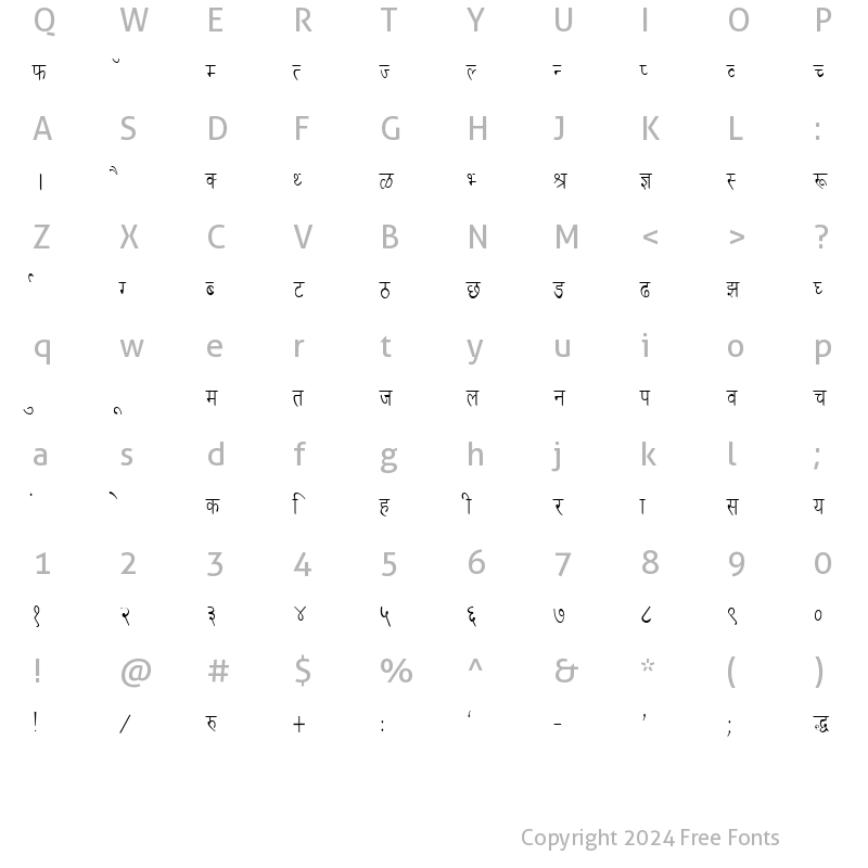 Character Map of DevLys 030 Condensed Normal