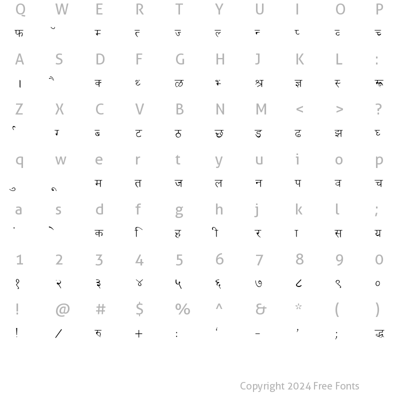 Character Map of DevLys 030 Normal