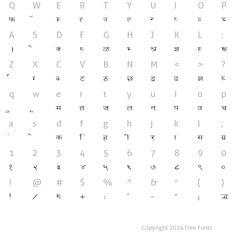 Character Map of DevLys 030 Wide Normal