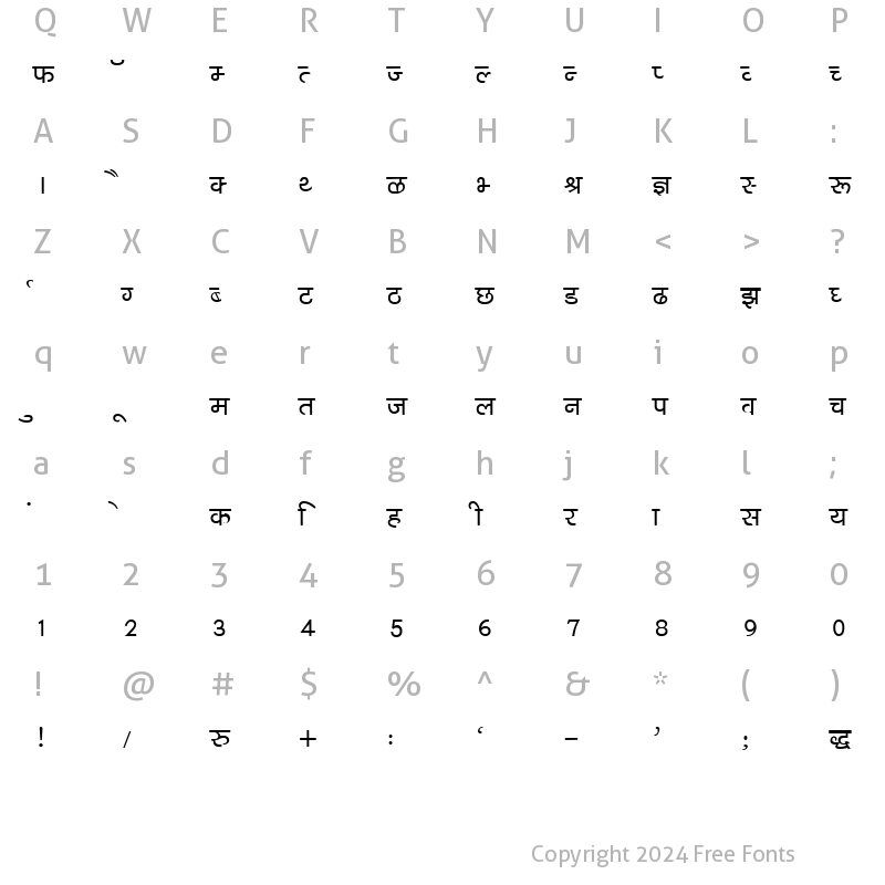 Character Map of DevLys 040 Normal