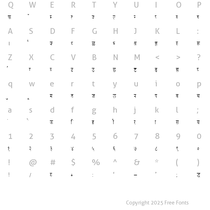 Character Map of DevLys 050 Condensed Normal