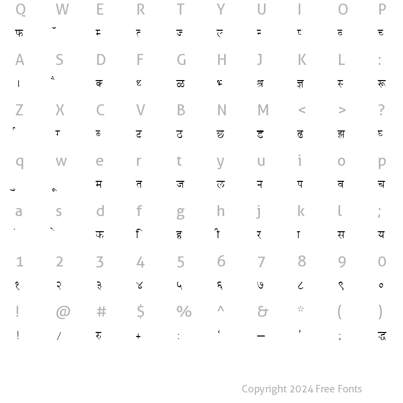 Character Map of DevLys 050 Normal