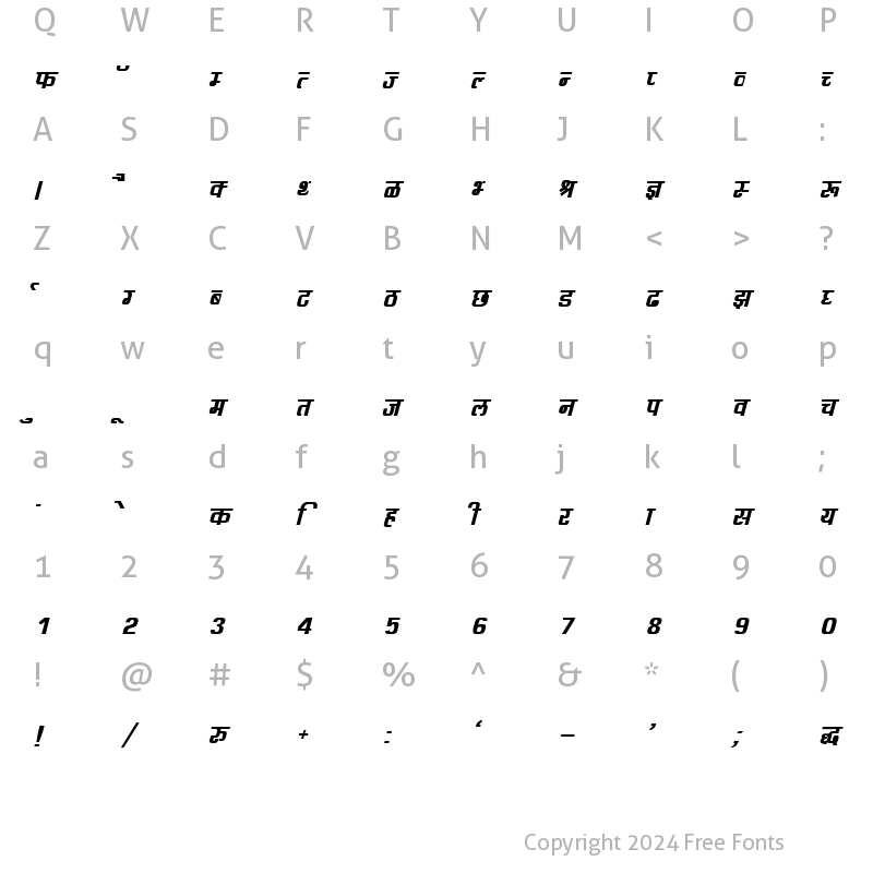 Character Map of DevLys 060 Bold Italic