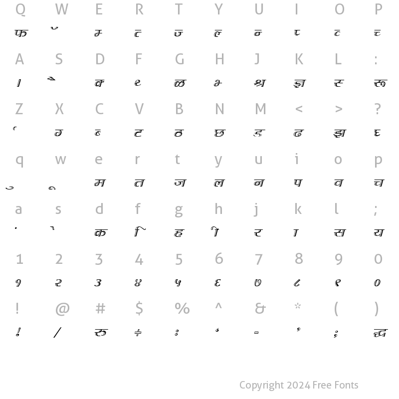 Character Map of DevLys 070 Normal