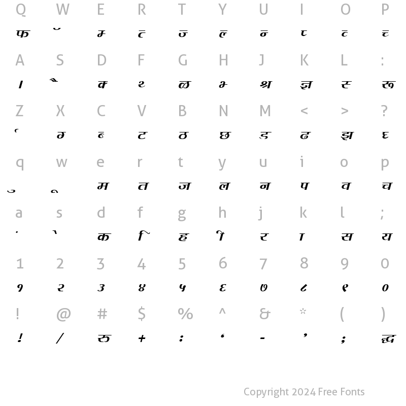 Character Map of DevLys 080 Normal