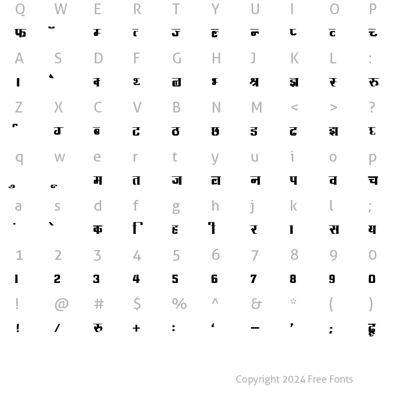 Character Map of DevLys 090 Bold