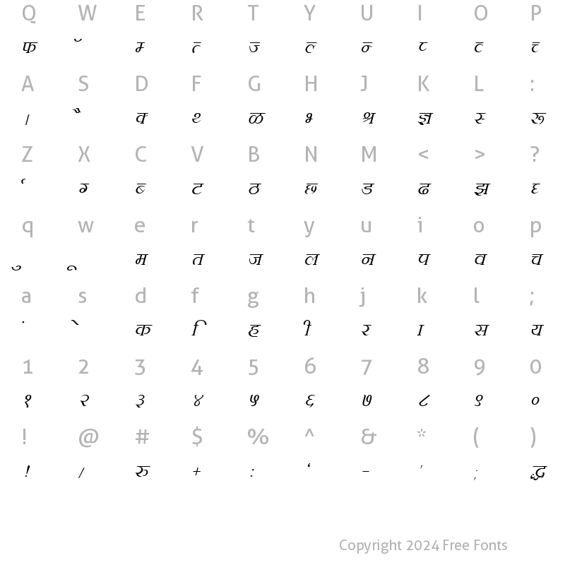 Character Map of DevLys 100 Italic