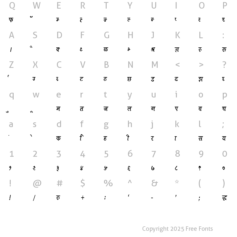 Character Map of DevLys 120 Condensed Normal