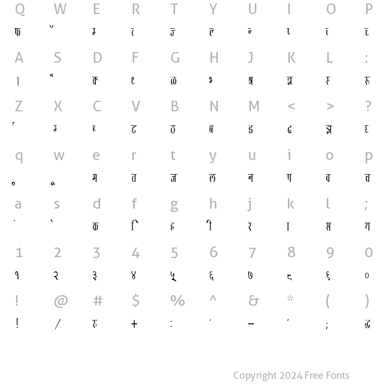 Character Map of DevLys 130 Condensed Normal