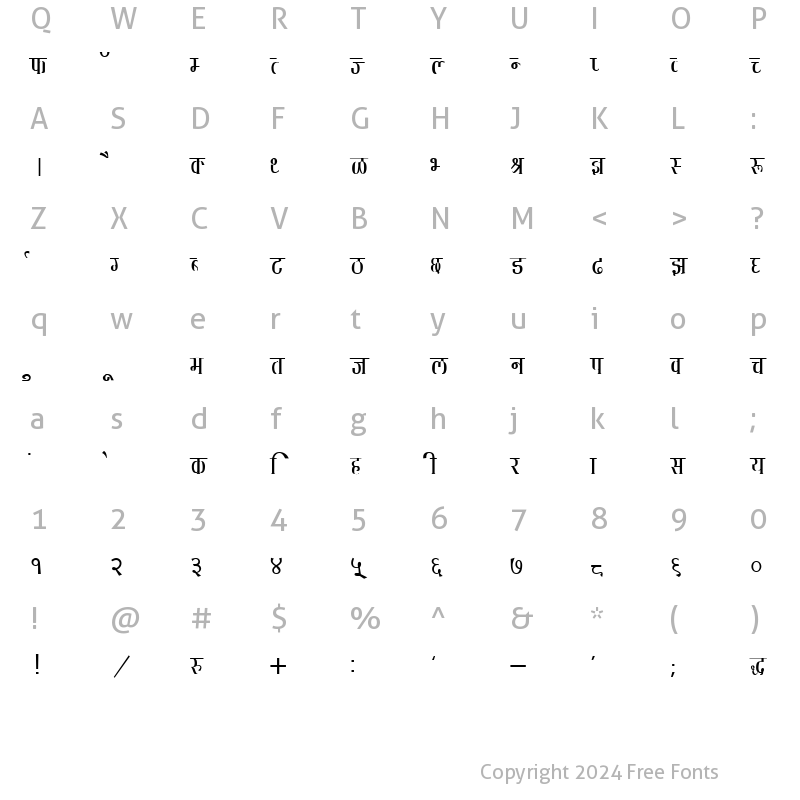 Character Map of DevLys 130 Normal