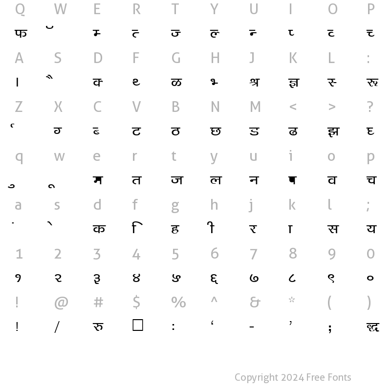 Character Map of DevLys 140 Bold