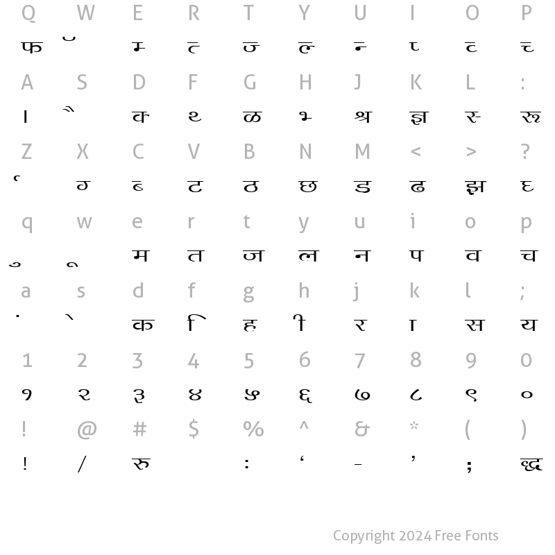 Character Map of DevLys 140 Wide Normal