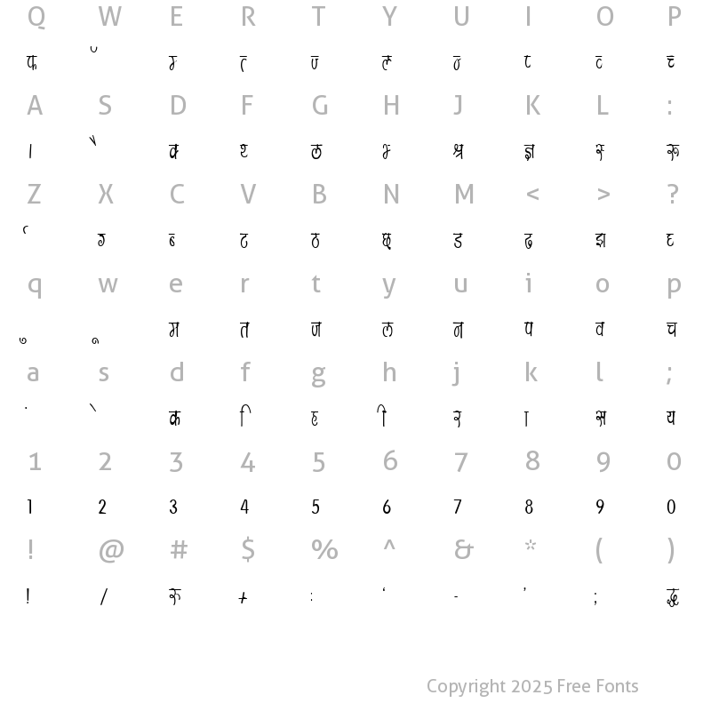 Character Map of DevLys 150 Condensed Normal