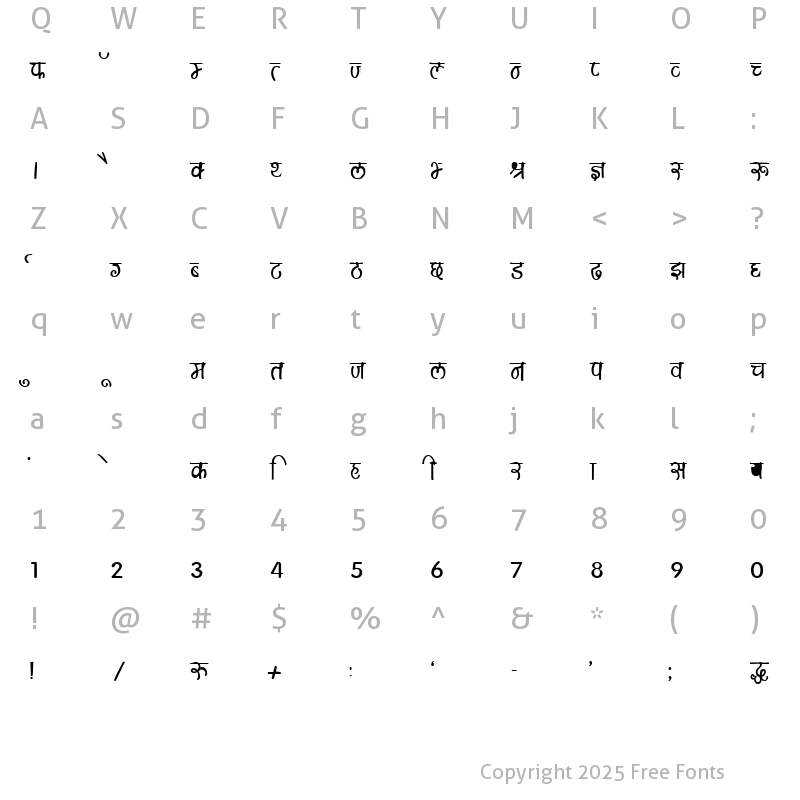 Character Map of DevLys 150 d 150
