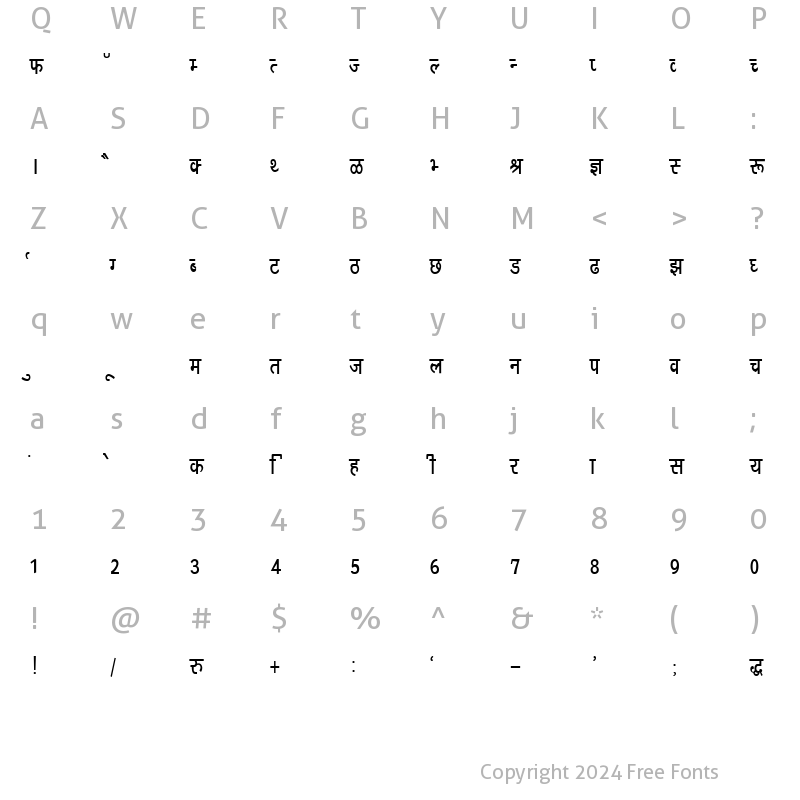 Character Map of DevLys 160 Condensed Normal