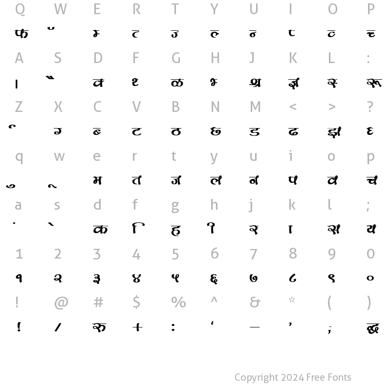 Character Map of DevLys 170 Bold