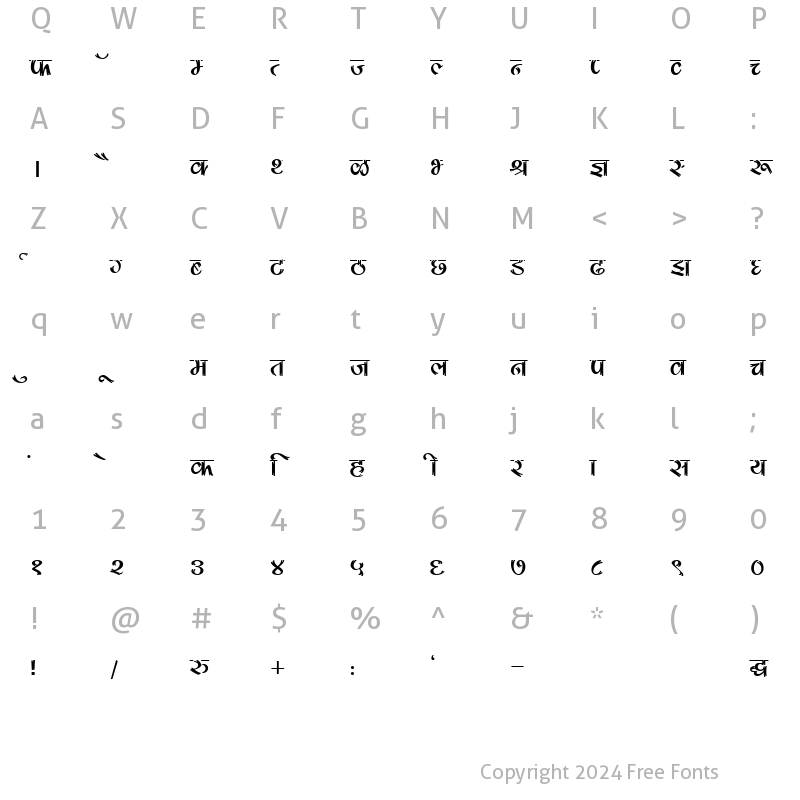 Character Map of DevLys 180 Normal