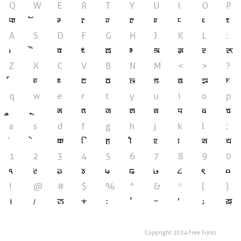 Character Map of DevLys 190 Normal