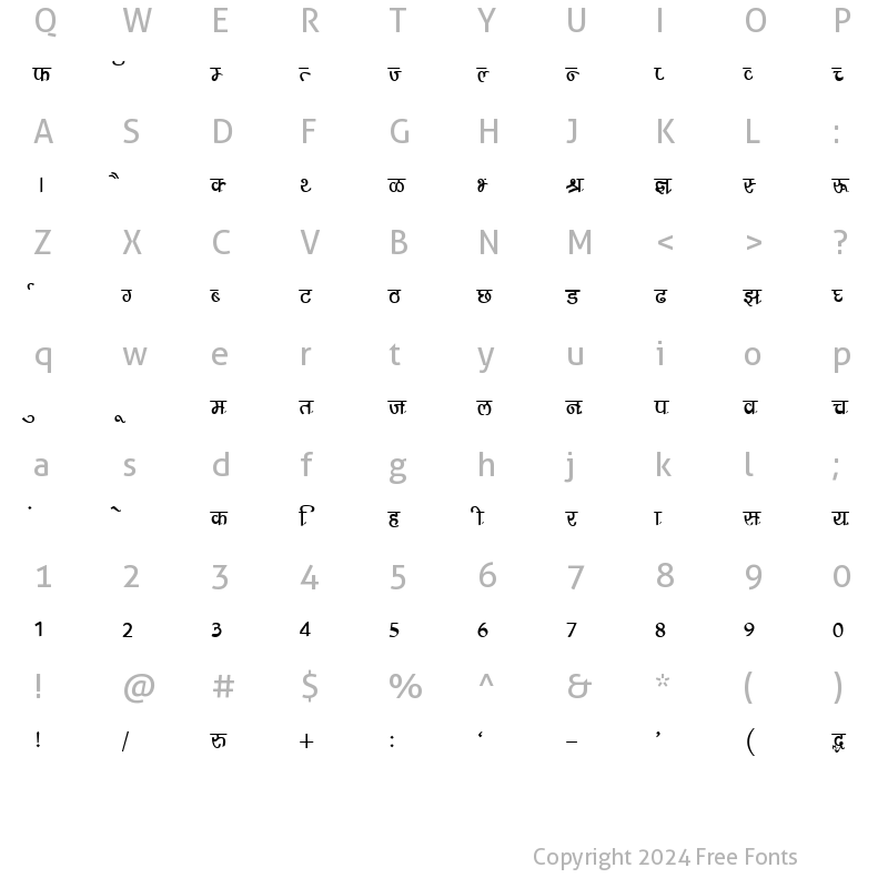 Character Map of DevLys 210 Normal