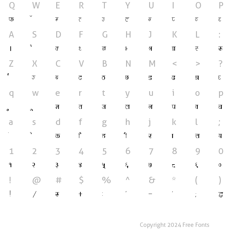 Character Map of DevLys 220 Condensed Normal