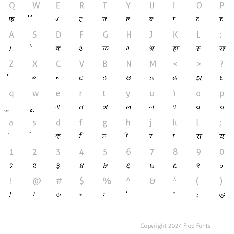 Character Map of DevLys 230 Normal