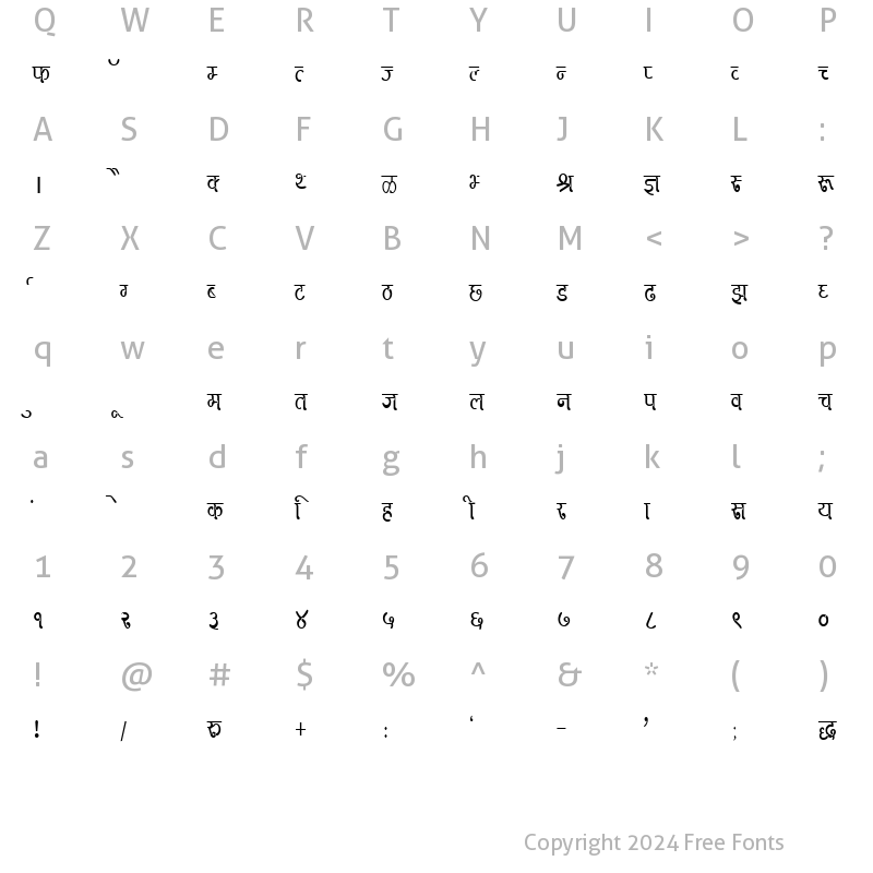 Character Map of DevLys 270 Condensed Normal