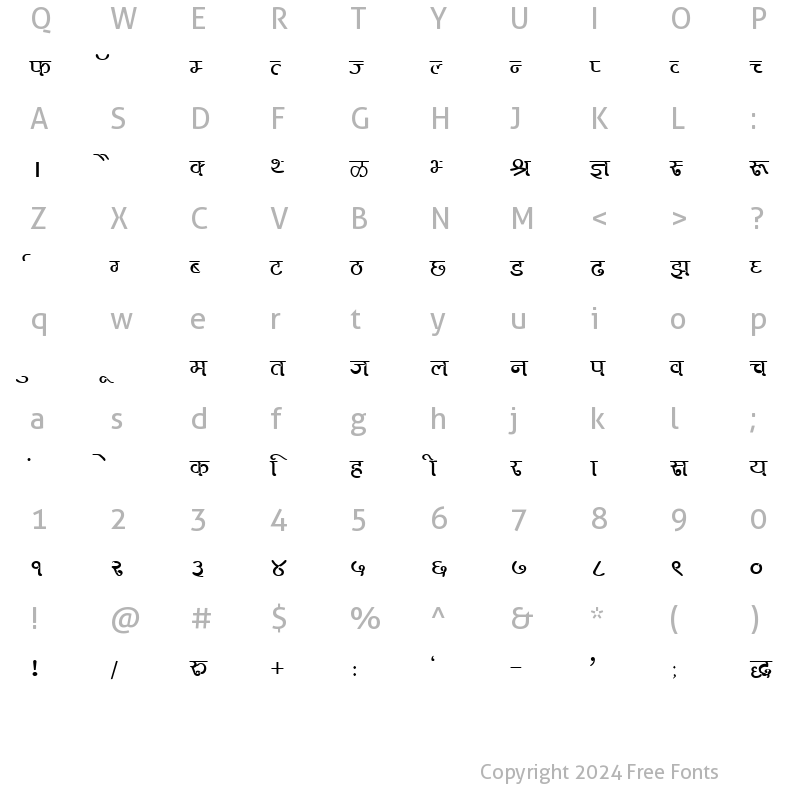 Character Map of DevLys 270 Normal