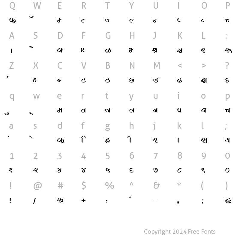 Character Map of DevLys 280 Bold