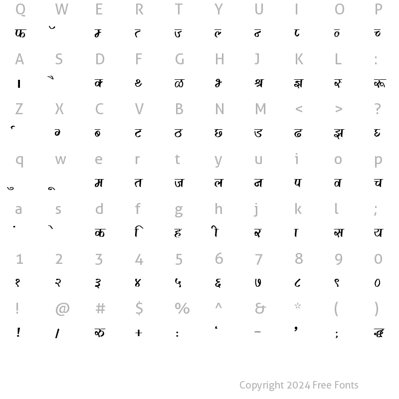 Character Map of DevLys 290 Bold