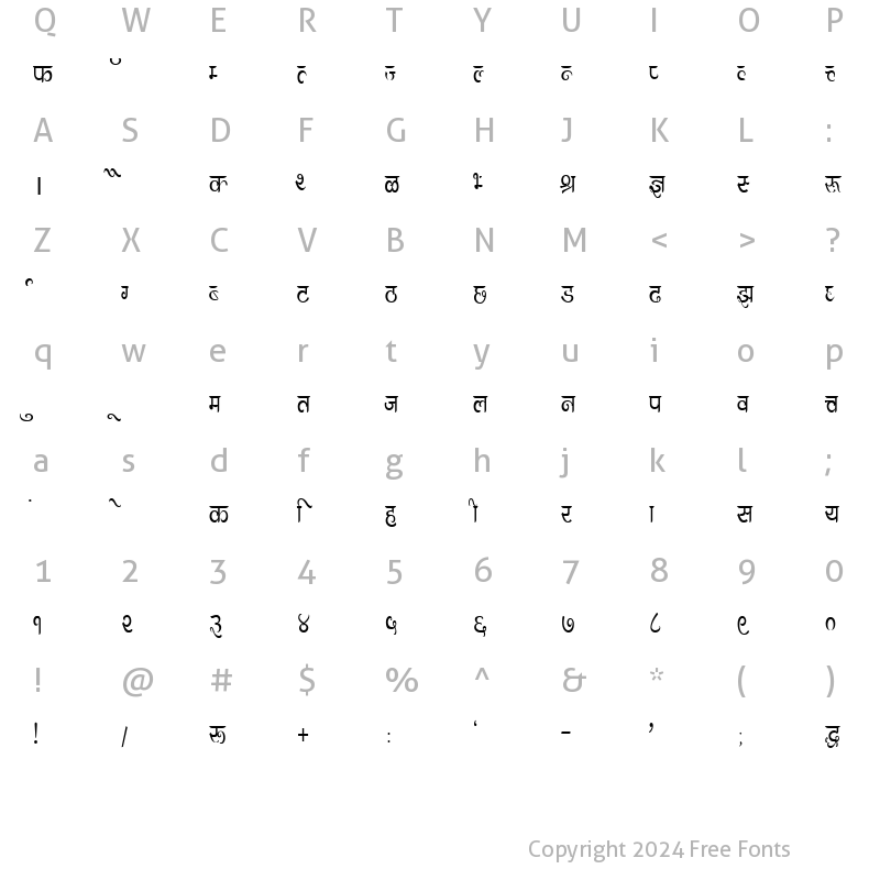 Character Map of DevLys 300 Condensed Normal