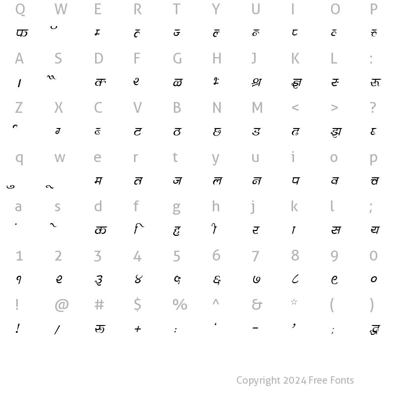 Character Map of DevLys 300 Italic