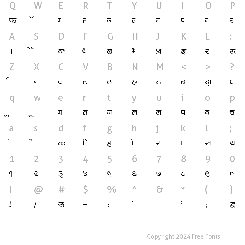 Character Map of DevLys 300 Normal