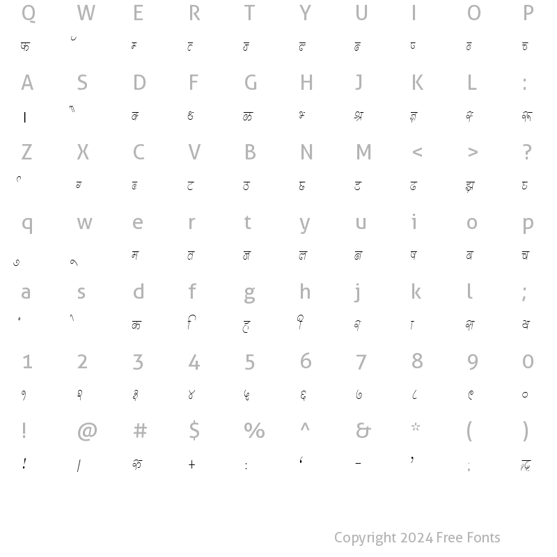 Character Map of DevLys 310 Condensed Normal