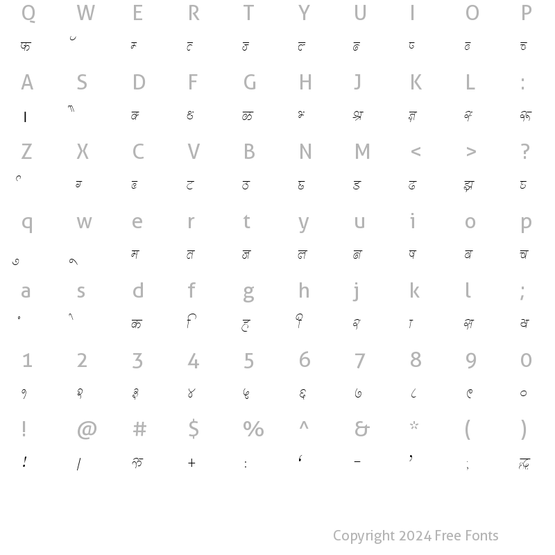 Character Map of DevLys 310 Thin Normal