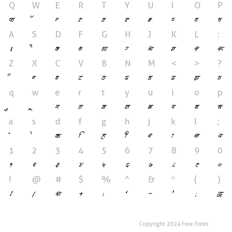 Character Map of DevLys 310Heavy Italic